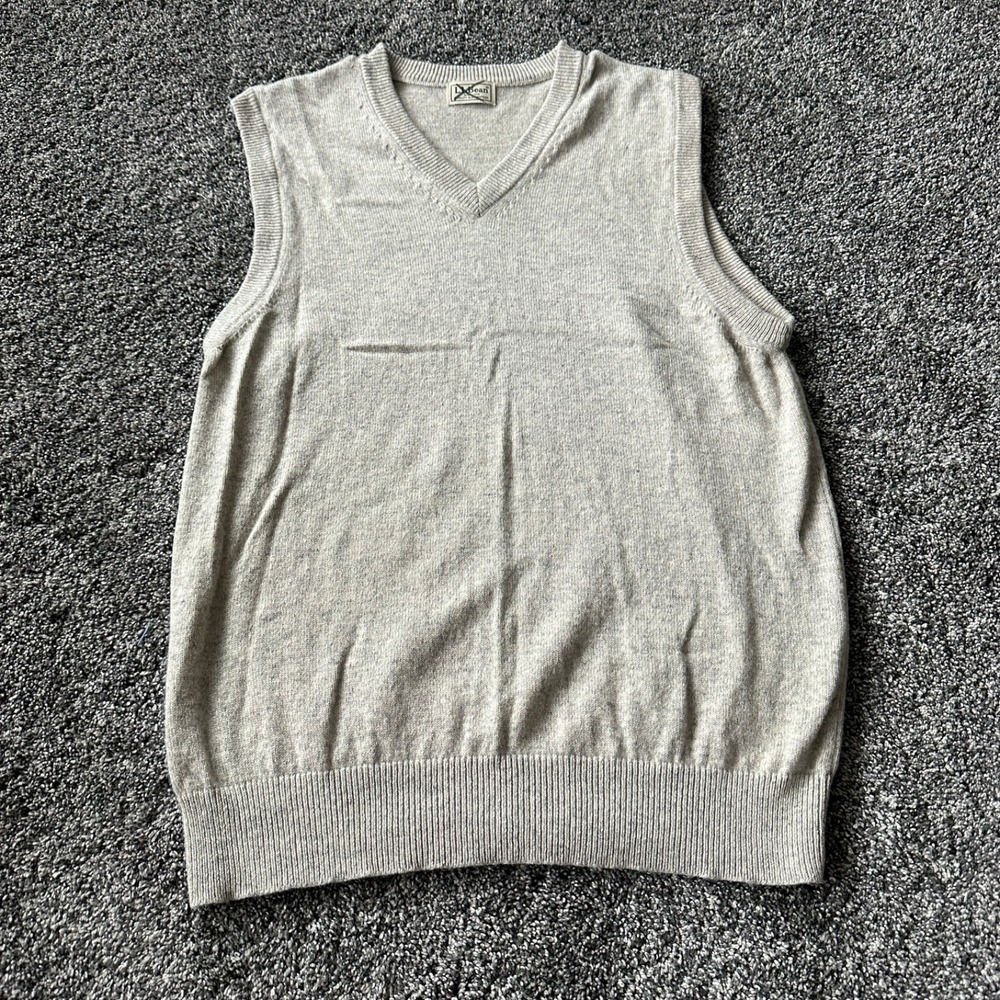 Vintage LL Bean Sweater Vest Womens Small Gray Wool Blend V Neck Pullover Knit